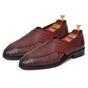 Men's Genuine Leather Unique Design wine Color Peshawari Sandals Shoes - Feetique Footwea